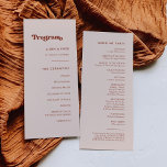 Stylish retro peach pink wedding program programme<br><div class="desc">A retro chic theme: adopt this slightly vintage and stylish typographic design for your wedding stationery,  with a burnt orange,  terracotta,  brown sugar & peach pink color theme. Fully customizable text,  colors and backgrounds.</div>