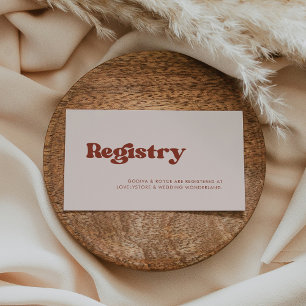 Stylish retro peach pink wedding registry card