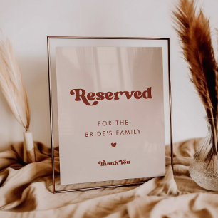 Stylish retro Peach Pink Wedding Reserved sign