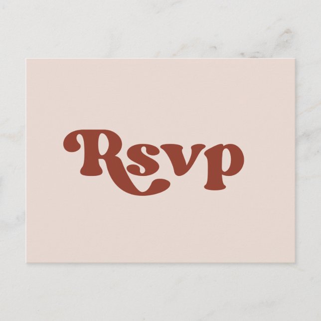 Stylish retro peach pink wedding RSVP Postcard (Front)
