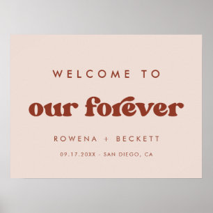 Stylish retro peach pink Welcome to our Forever Poster
