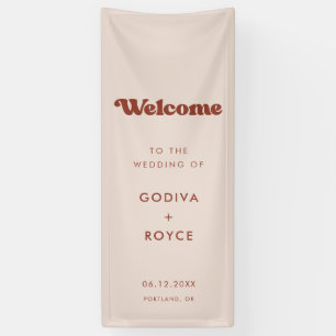 Stylish Retro Peach Pink Welcome to our Wedding Banner