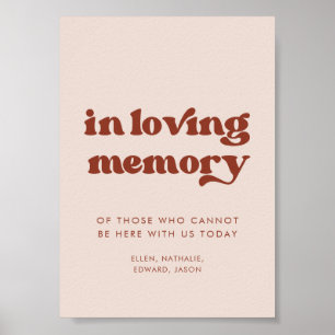 Stylish retro Pink In loving memory wedding sign