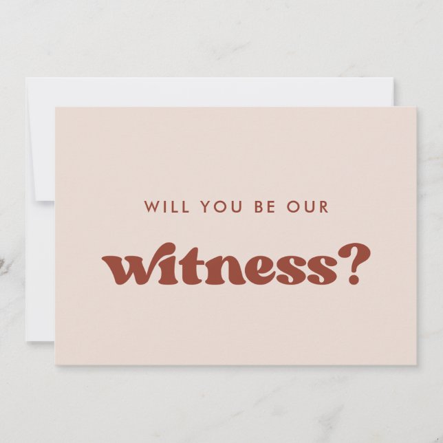 Stylish retro Pink Will you be our witness card (Front)