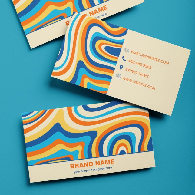 Stylish Retro Psychedelic Groovy Colourful Abstrac Business Card (Creator Uploaded)