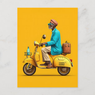 Stylish Retro Scooter Ride Postcard