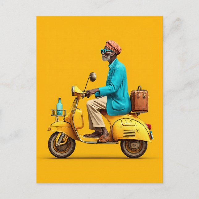 Stylish Retro Scooter Ride Postcard (Front)