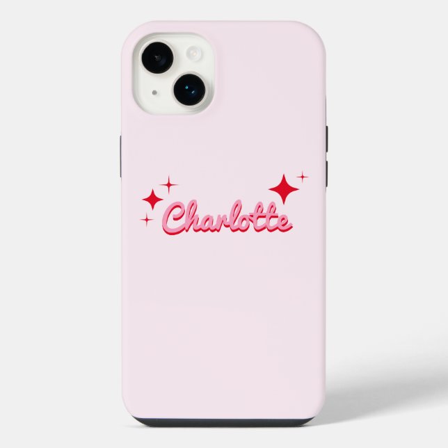 Stylish Retro Script Monogram Pink iPhone Case (Back)