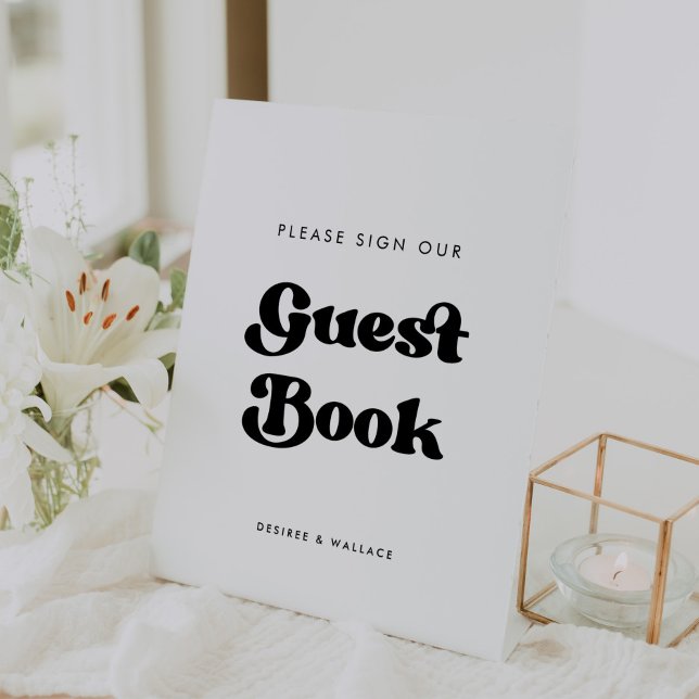 Stylish retro Sign our Guestbook Pedestal Sign (Creator Uploaded)