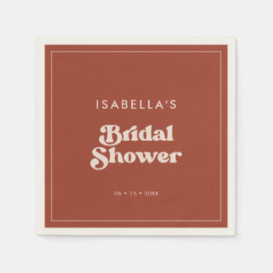 Stylish retro Terracotta Bridal Shower Napkin