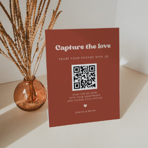 Stylish retro Terracotta Capture the love Pedestal Sign