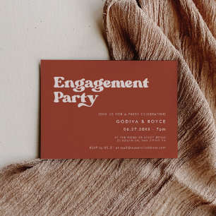 Stylish retro terracotta Engagement party Invitation