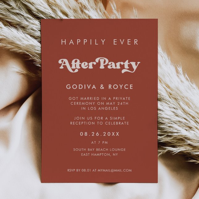 Stylish retro terracotta Happily ever after party Invitation (Creator Uploaded)