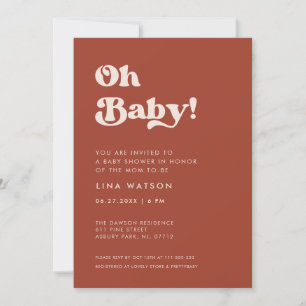 Stylish retro Terracotta Oh Baby Invitation