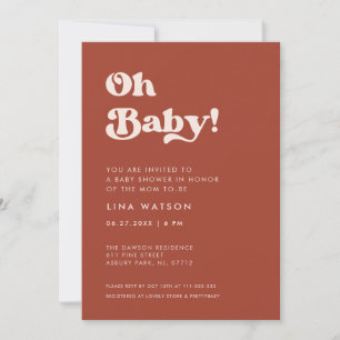 Stylish retro Terracotta Oh Baby Invitation