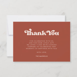 Stylish retro Terracotta Thank You Card