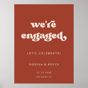 Stylish retro Terracotta We are engaged Poster