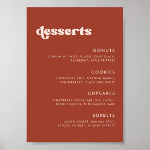 Stylish retro Terracotta Wedding Dessert Bar sign