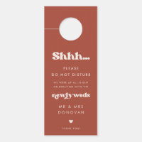 Stylish retro Terracotta Wedding Do not disturb