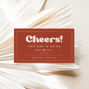 Stylish retro Terracotta Wedding Drink ticket