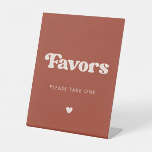 Stylish retro Terracotta Wedding Favours Pedestal Sign
