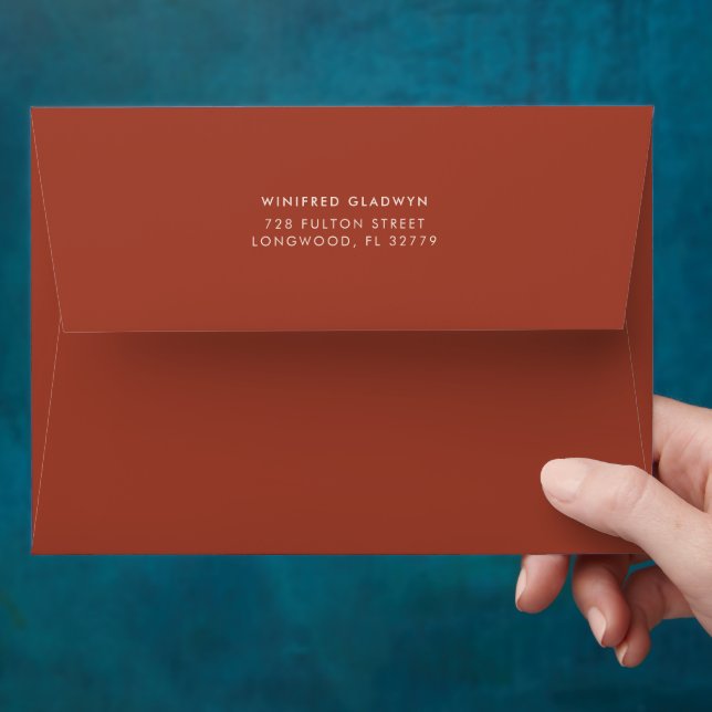 Stylish retro Terracotta wedding invitation Envelope (Hand)