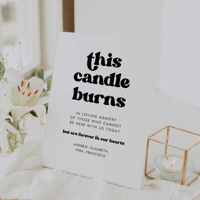 Stylish retro This Candle burns Wedding Memorial Pedestal Sign (Creator Uploaded)