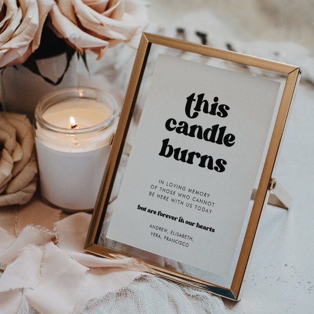Stylish retro This Candle burns Wedding Memorial Poster (Creator Uploaded)