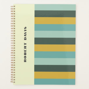 Stylish Retro Vintage Vibe Horizontal Stripes Planner