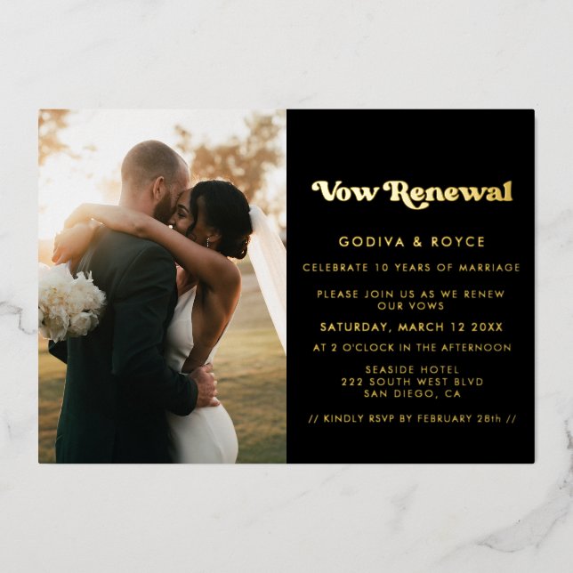 Stylish retro We still do Vow renewal photo gold (Front)