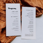 Stylish retro wedding program programme<br><div class="desc">A retro chic theme: adopt this slightly vintage and stylish typographic design for your wedding stationery,  with a classic black and white theme. Customisable text,  colours and backgrounds.</div>