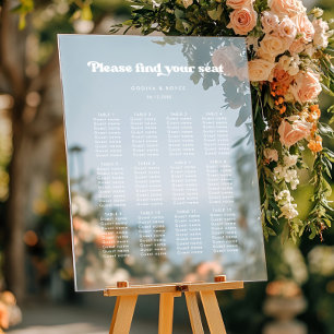 Stylish retro wedding seating chart Clear sign