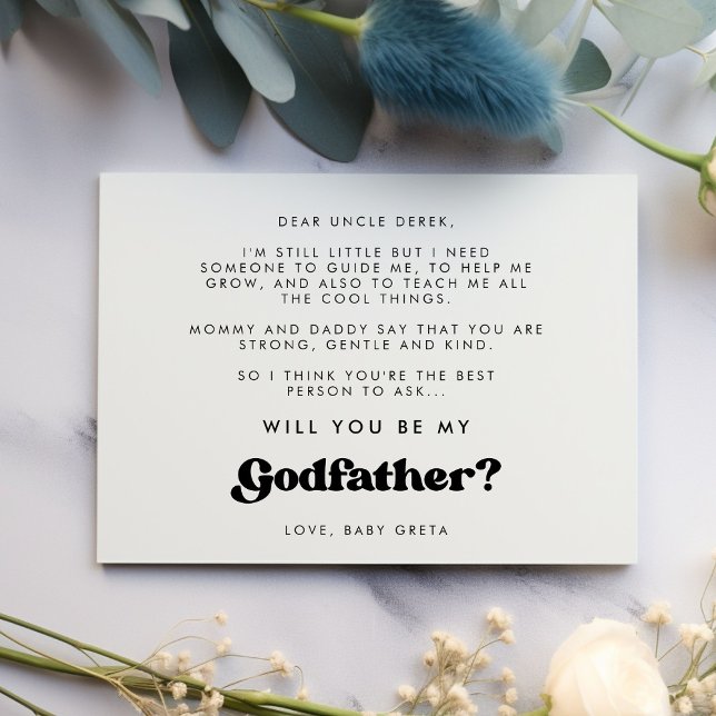 Stylish retro Will you be my Godfather card (Creator Uploaded)