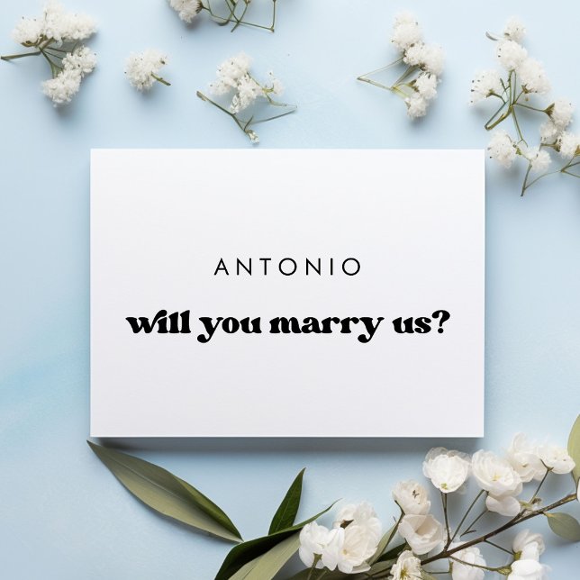 Stylish retro Will you marry us proposal card (Creator Uploaded)