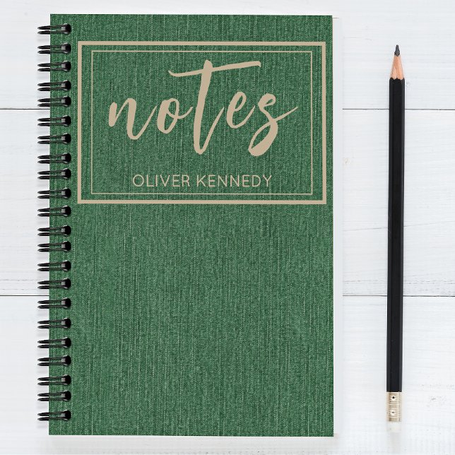 Stylish Rich Forest Green and Khaki Classic Spiral Notebook (Creator Uploaded)