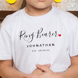 Stylish Ring Bearer Wedding T-Shirt<br><div class="desc">The perfect gift for any ring bearer,  the fun and modern design features a stylish typography script "Ring Bearer" with cute little red love heart full stops. The design is easy to personalise with a name and established wedding date and will be the perfect keepsake from your special day.</div>