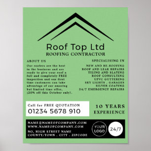 Stylish Roof, Roofer, Roofing Contractor Advert Poster