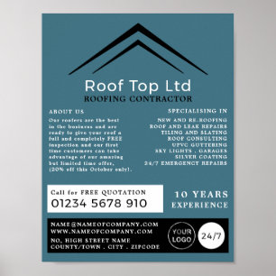 Stylish Roof, Roofer, Roofing Contractor Advert Poster