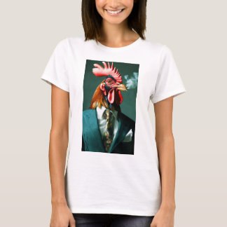 Stylish Rooster Smoking a Weed Cigar Figurine" T-Shirt
