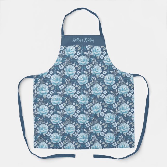 Stylish Rose Floral Pattern Womens Apron (Front)