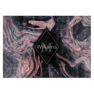 Stylish rose gold abstract marbleised design cutting board