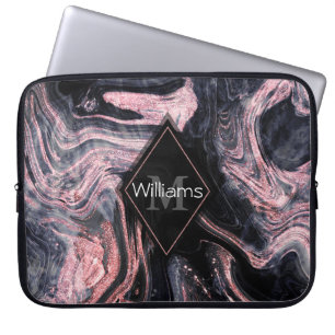 Stylish rose gold abstract marbleised design laptop sleeve