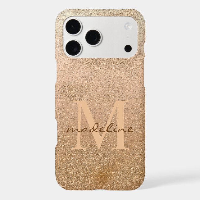 Stylish Rose Gold Botanical Offset Monogram (Back)