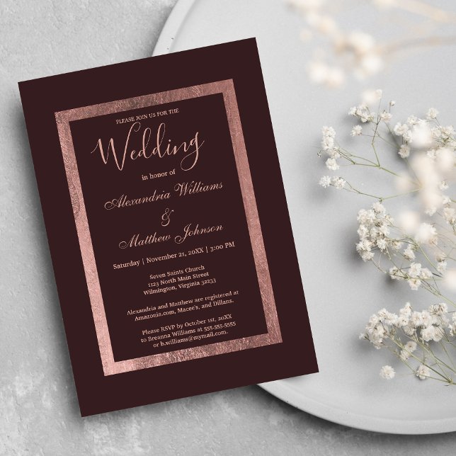 Stylish rose gold burgundy luxury Wedding Invitation (Stylish rose gold burgundy luxury Wedding )