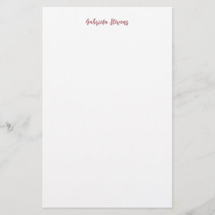Stylish Rose Gold Calligraphy Name White Stationery