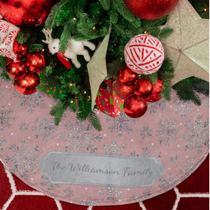 Stylish Rose Gold Christmas Elegant Snowflakes Brushed Polyester Tree Skirt