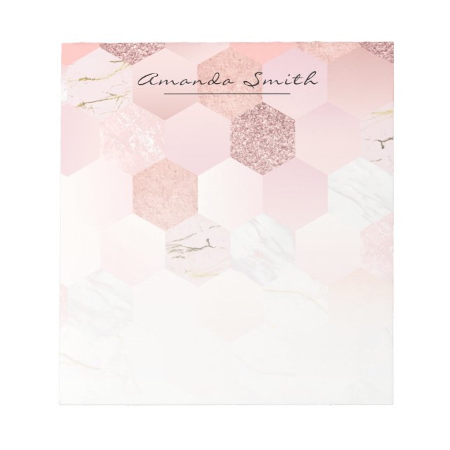 Stylish Rose Gold Custom Name Notepad (Front)
