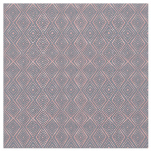 Stylish Rose Gold Diamond Shapes Doodles Gray Fabric