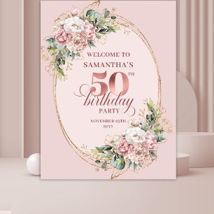 Stylish Rose Gold Dusty Pink 50th Birthday Party Tapestry