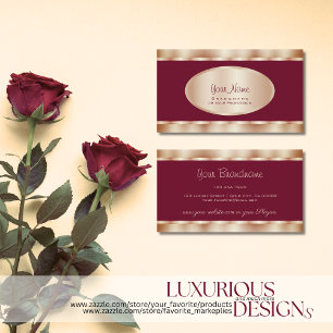 Stylish Rose Gold Effects and Chic Burgundy Colour Business Card